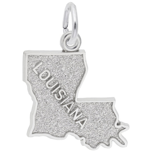 Louisiana Map Charm - Metal - Sterling Silver