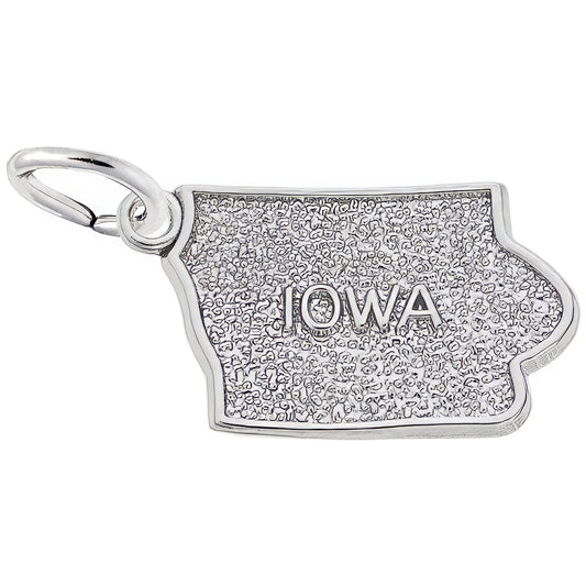 Iowa Map Charm - Metal - Sterling Silver