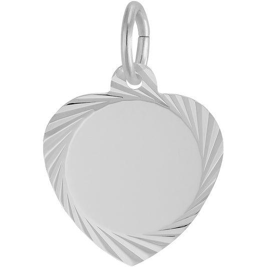 Sterling Silver Small Diamond Faceted Heart Charm