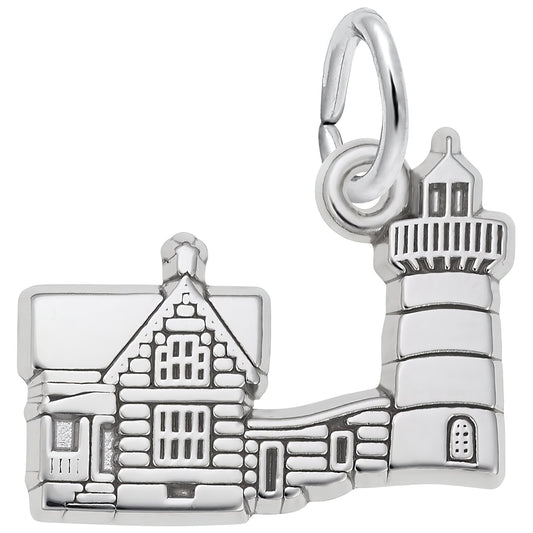 Nubble Cape Neddick, ME Lighthouse Charm - Metal - Sterling Silver