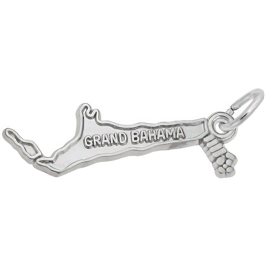 Grand Bahama Map Charm - Metal - Sterling Silver