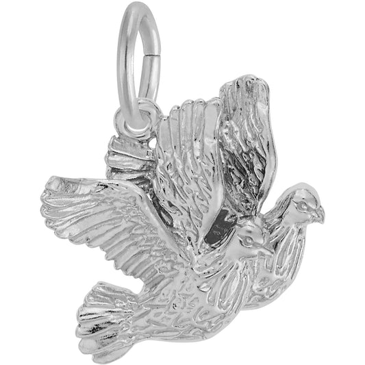 Turtle Doves Charm - Metal - Sterling Silver