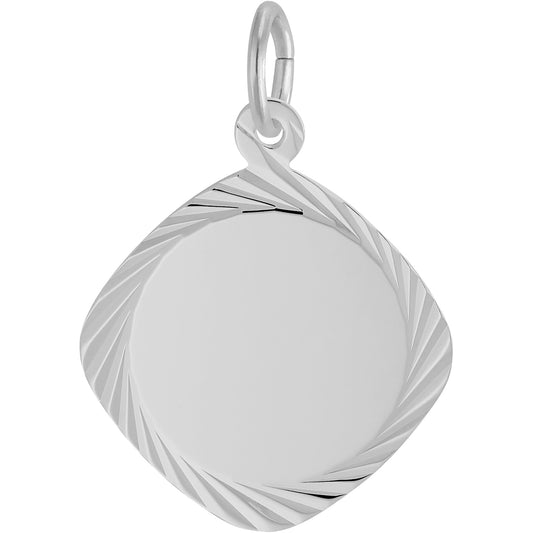Charms Sterling Silver Square Diamond Faceted Disc Charm