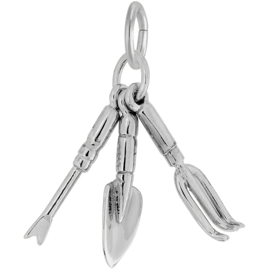 Garden Tools Charm, Sterling Silver