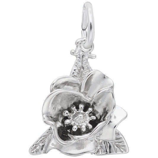 Magnolia Flower Charm - Metal - Sterling Silver
