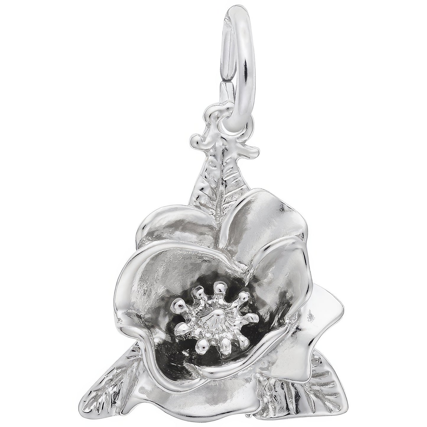 Magnolia Flower Charm - Metal - Sterling Silver