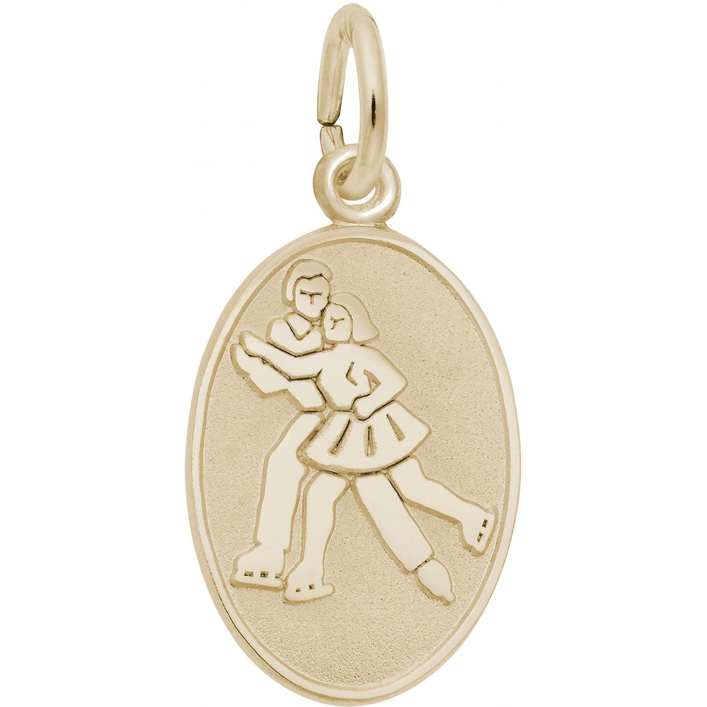 Ice Skaters Oval Charm - Metal - Sterling Silver