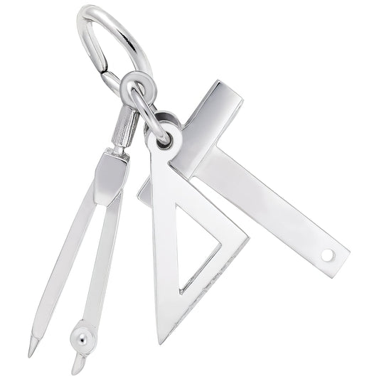 Draftsman Tools Charm - Metal - Sterling Silver