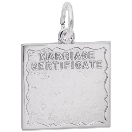 Sterling Silver Marriage Certificate Charm - 18mm x 20mm