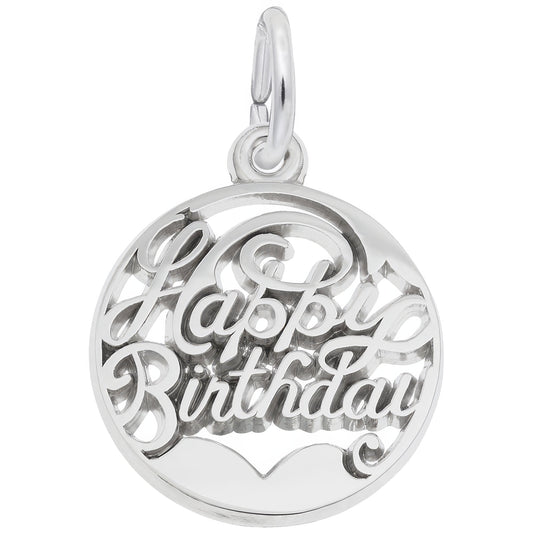 Sterling Silver Happy Birthday Open Disc Charm