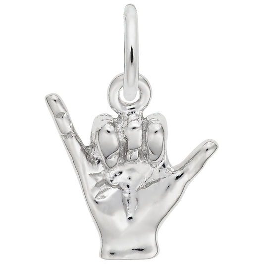 Hang Loose Hand Charm - Metal - Sterling Silver