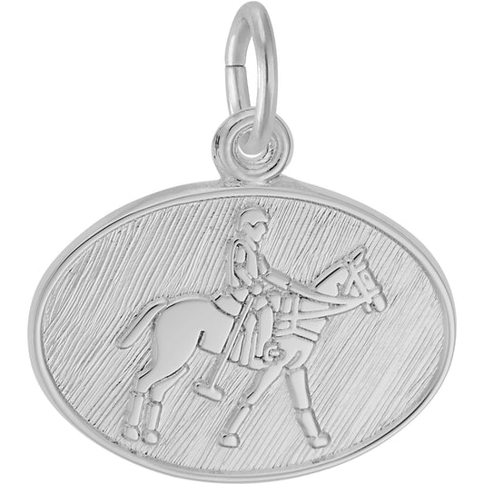 Polo Oval Charm - Metal - Sterling Silver