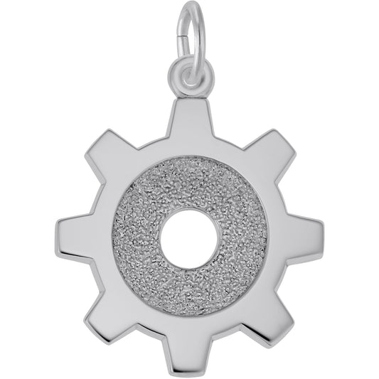 Gear Charm - Metal - Sterling Silver