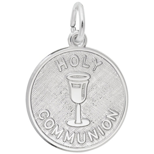 Round Holy Communion Charm - Metal - Sterling Silver