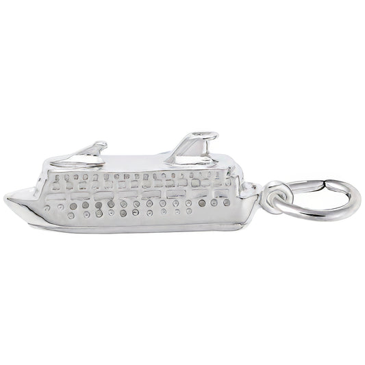 Sterling Silver Cruise Ship Charm - 9mm x 24mm