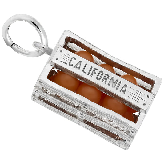 California Orange Crate Charm - Metal - Sterling Silver