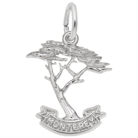 Monterey Cypress Tree Charm - Metal - Sterling Silver