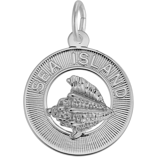 Sea Island Conch Shell Ring Charm - Metal - Sterling Silver