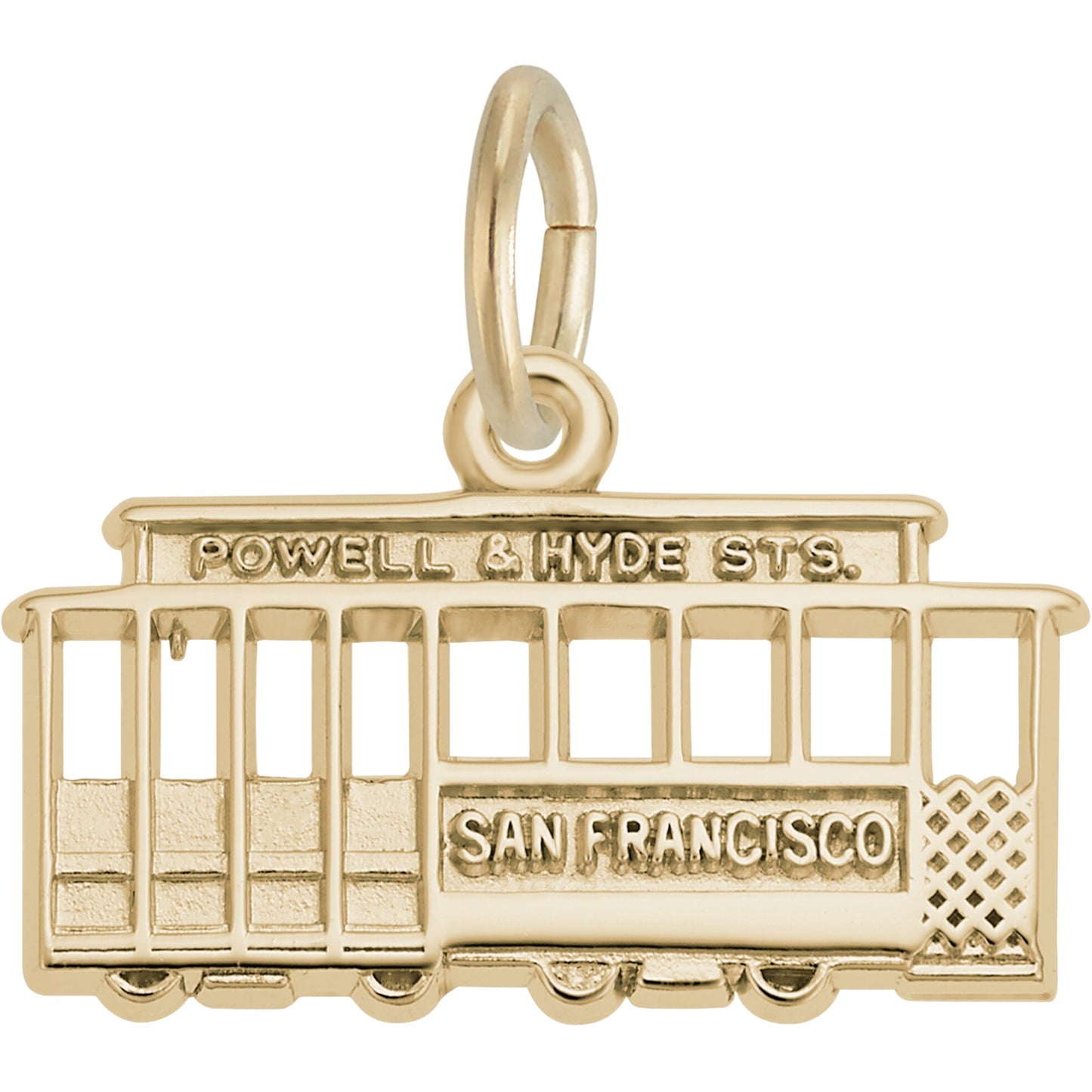Flat San Francisco Cable Car Charm - Metal - Sterling Silver