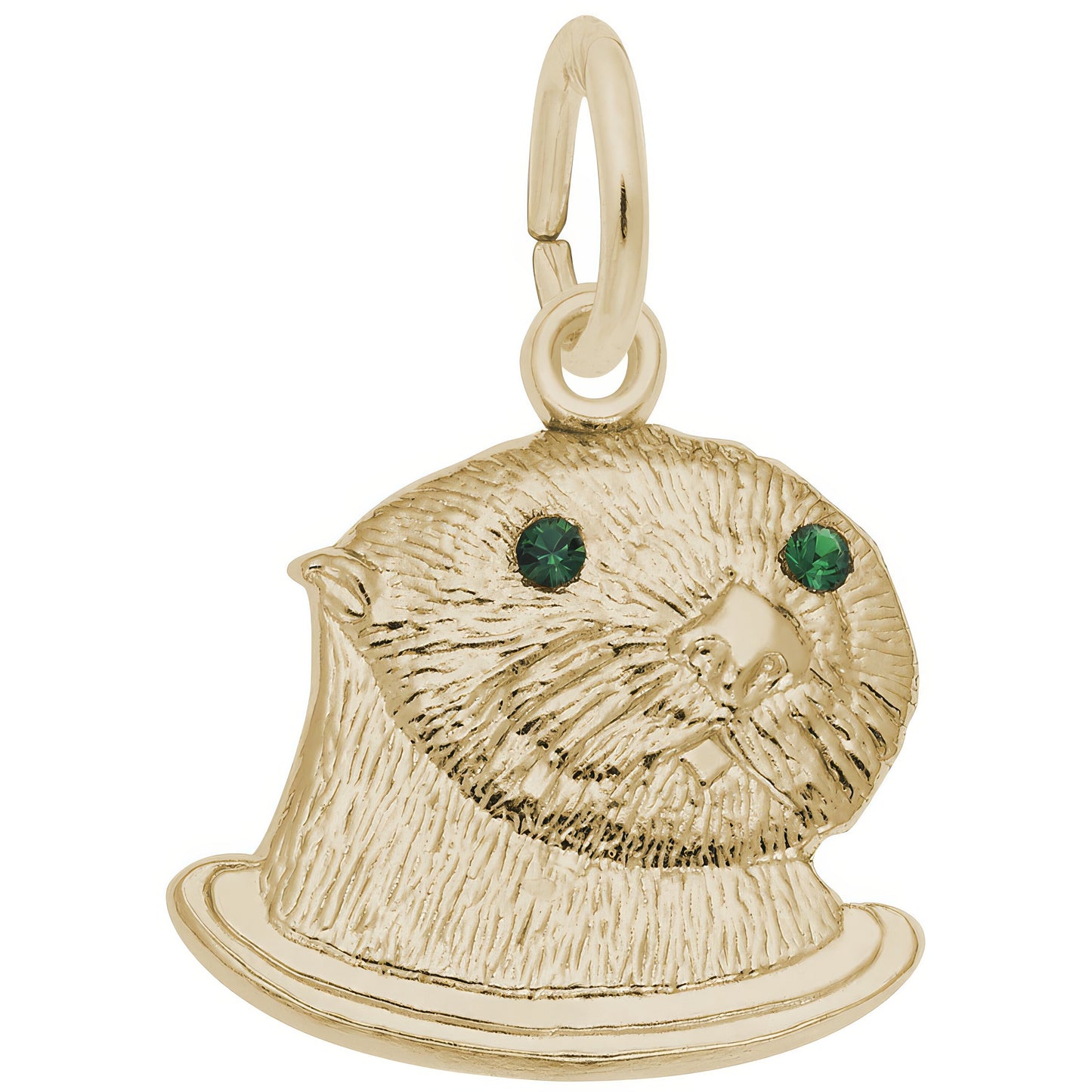 Sea Otter w/Green Synthetic Crystals - Metal - Sterling Silver