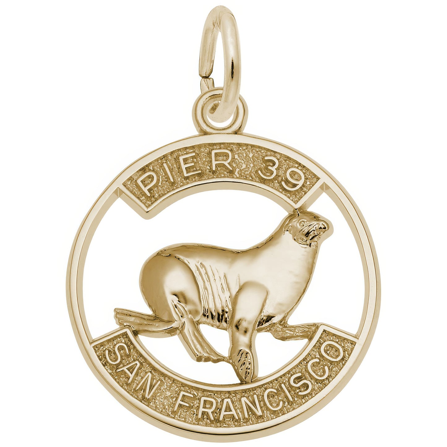 Cutout Pier 39 Sea Lion Charm - Metal - Sterling Silver