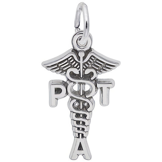 Physical Therapist Assistant Caduceus Charm - Metal - Sterling Silver