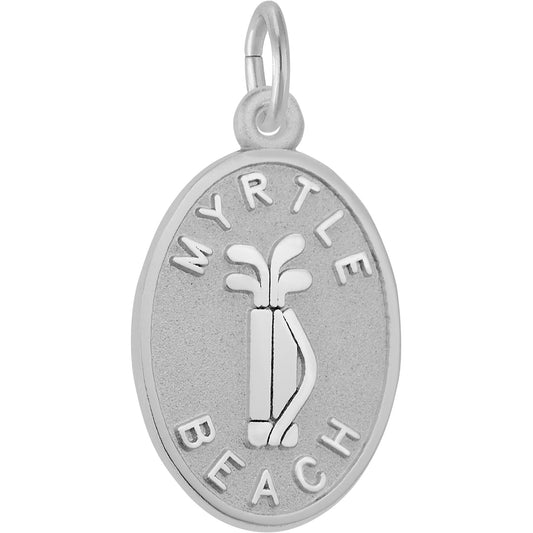 Myrtle Beach Golf Clubs Oval Charm - Metal - Sterling Silver