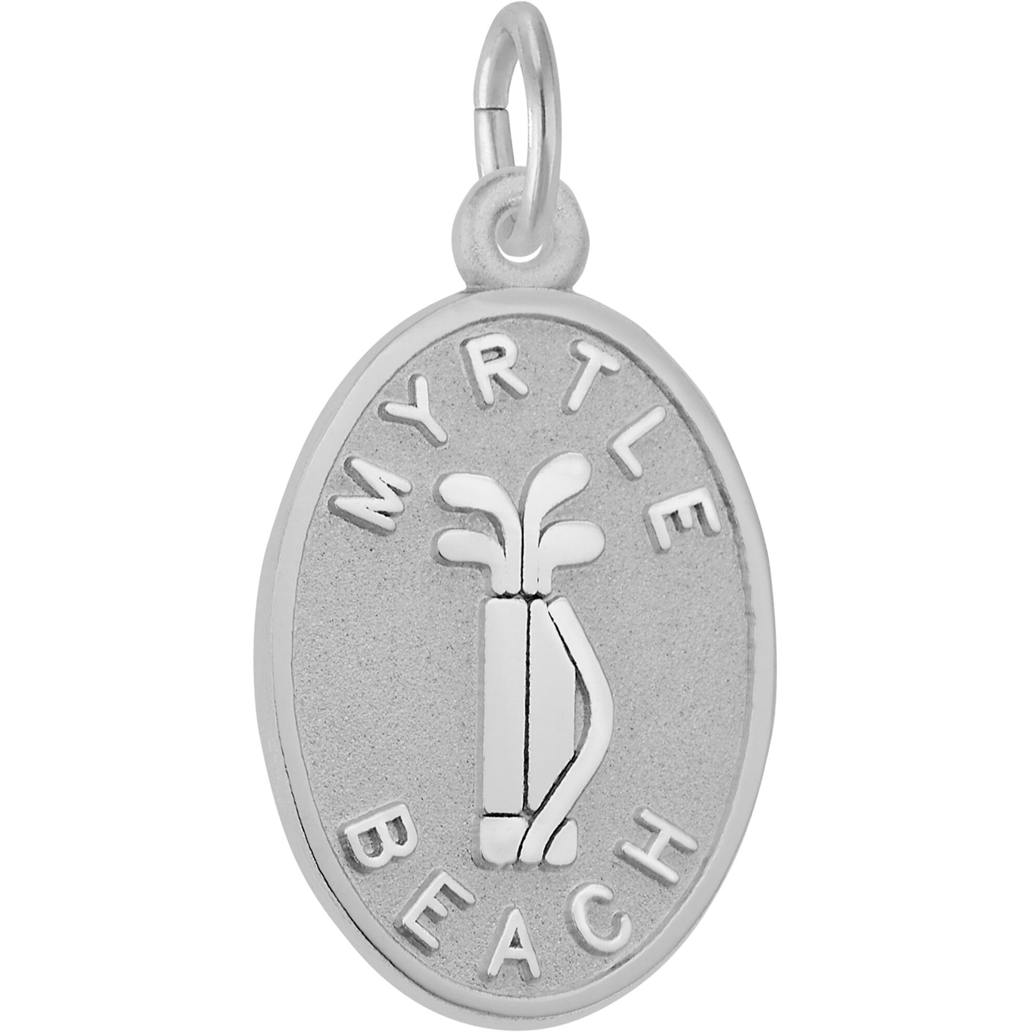 Myrtle Beach Golf Clubs Oval Charm - Metal - Sterling Silver
