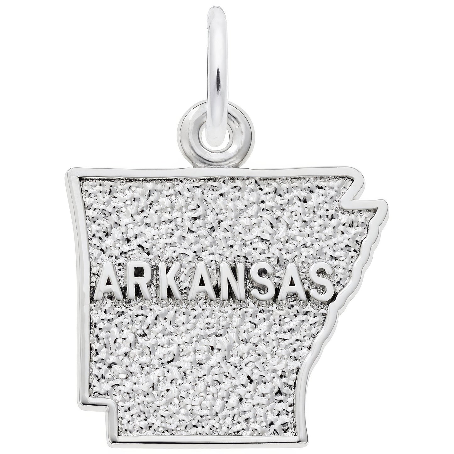 Arkansas Map Charm - Metal - Sterling Silver