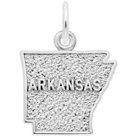 Arkansas Map Charm - Metal - Sterling Silver