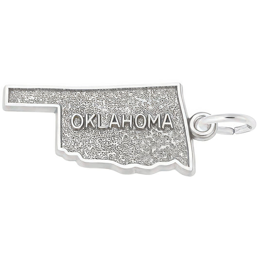 Oklahoma Map Charm - Metal - Sterling Silver