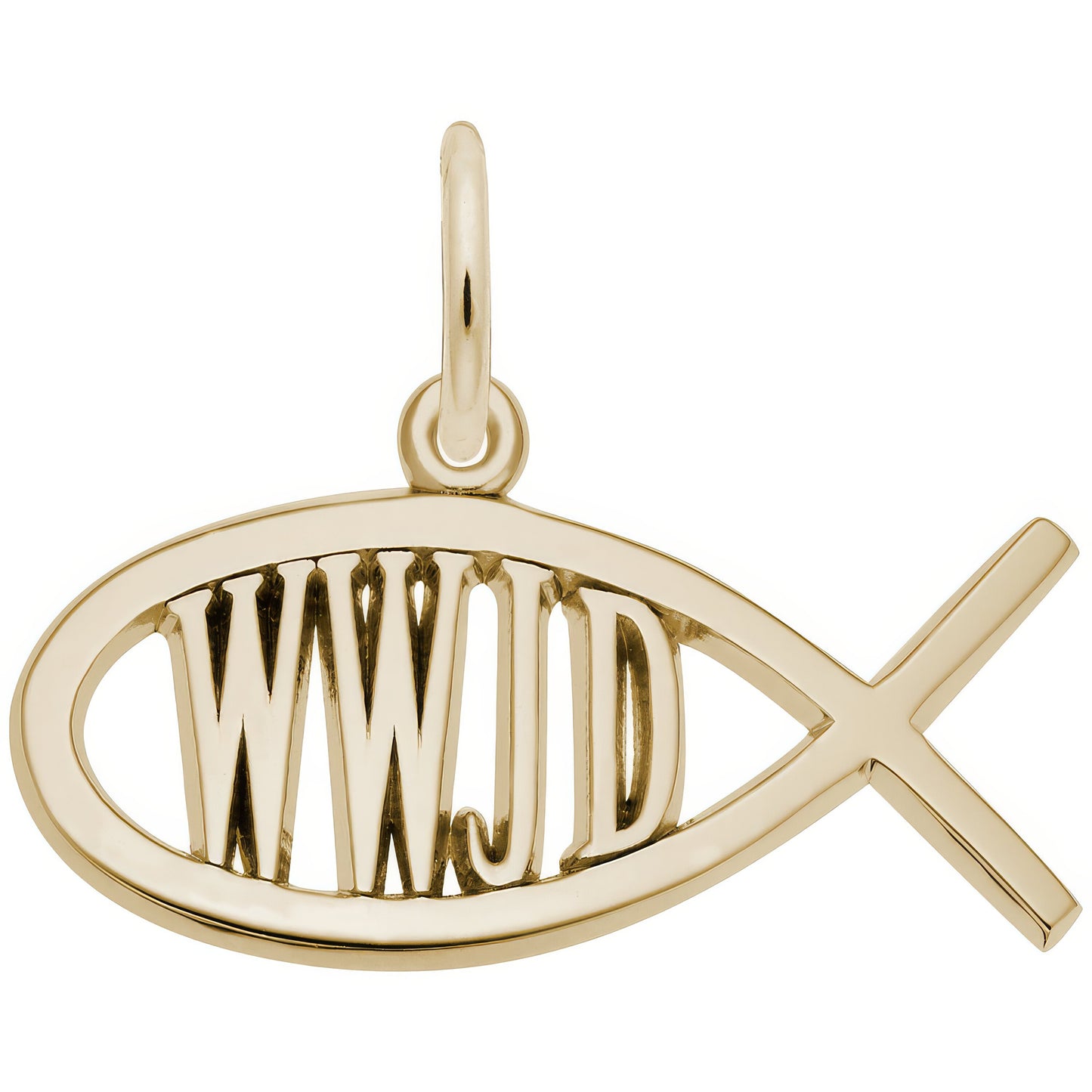 WWJD Fish Charm - Metal - Sterling Silver