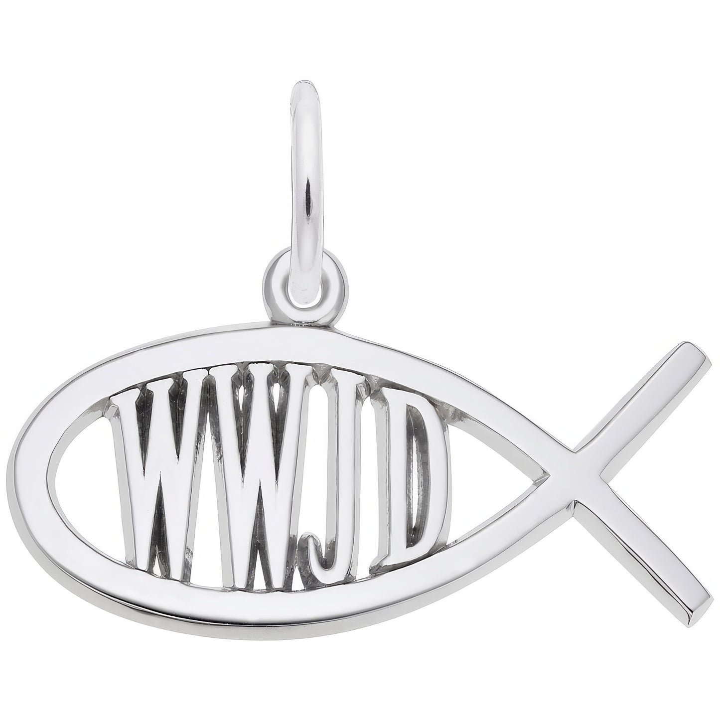 WWJD Fish Charm - Metal - Sterling Silver