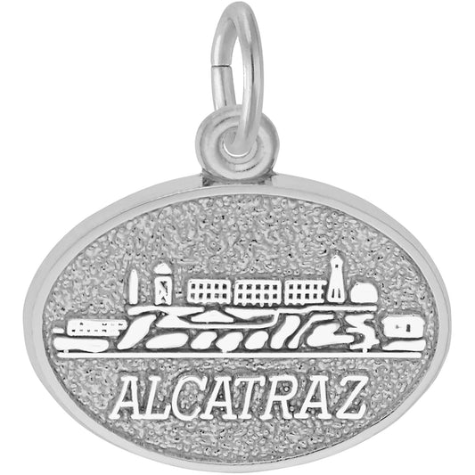 Alcatraz Oval Charm - Metal - Sterling Silver