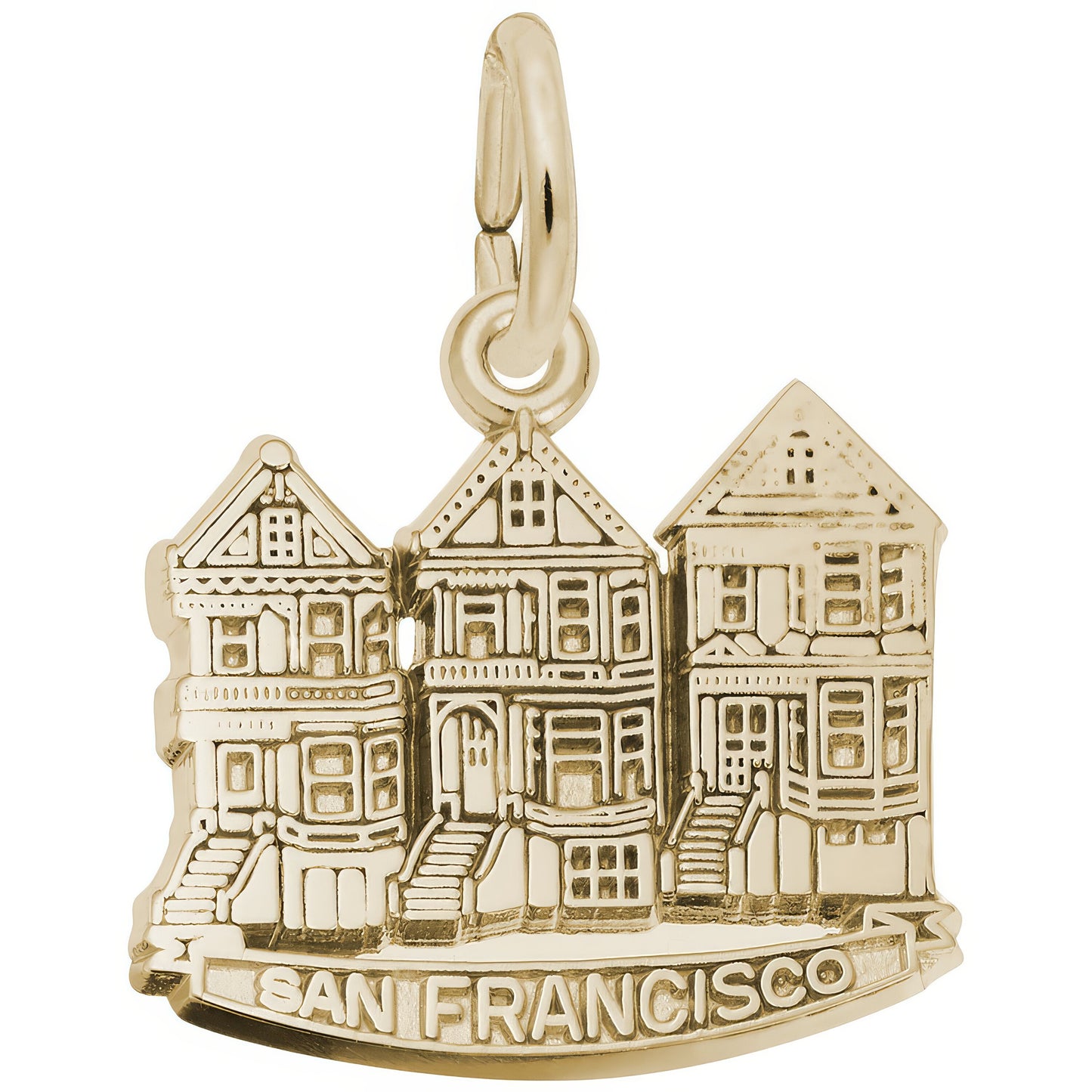 San Francisco Victorian Houses Charm - Metal - Sterling Silver