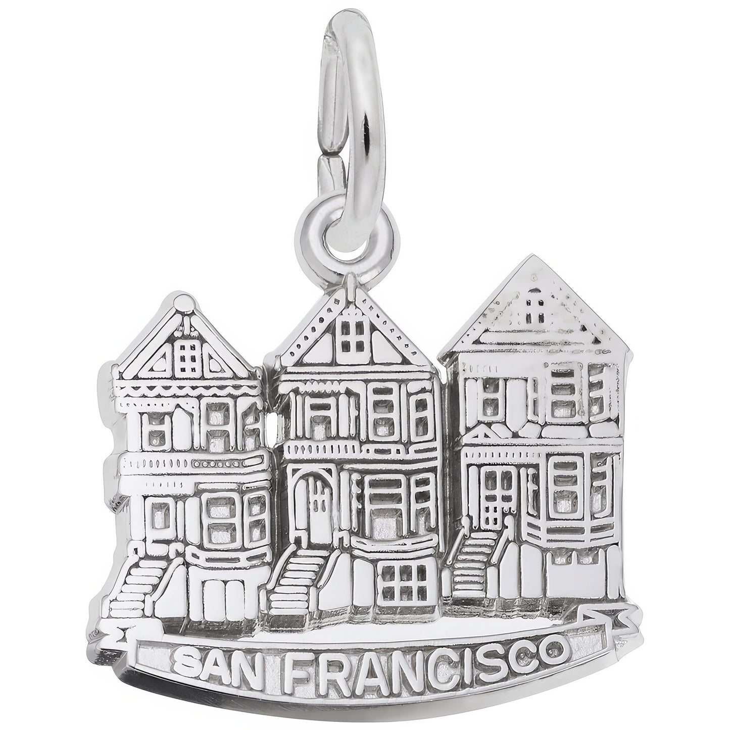 San Francisco Victorian Houses Charm - Metal - Sterling Silver