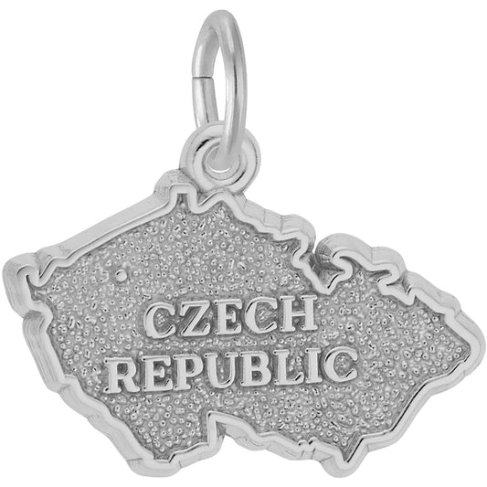 Czech Republic Map Charm - Metal - Sterling Silver