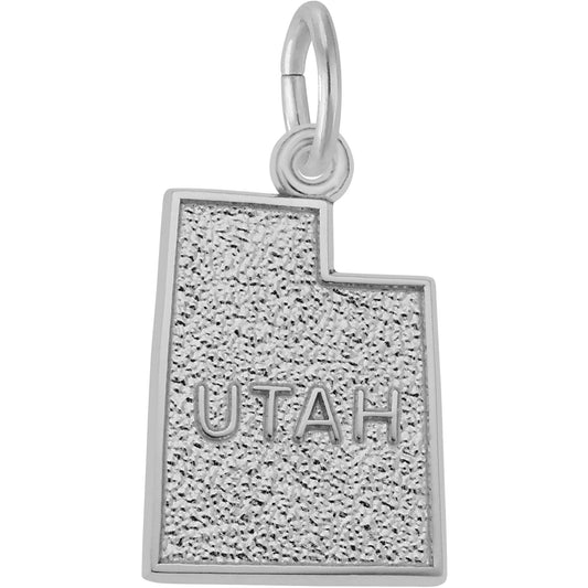 Utah Map Charm - Metal - Sterling Silver