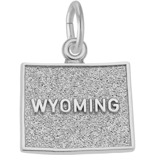 Wyoming Map Charm - Metal - Sterling Silver