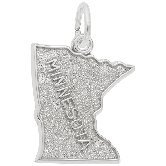 Minnesota Map Charm - Metal - Sterling Silver