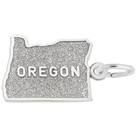 Oregon Map Charm - Metal - Sterling Silver
