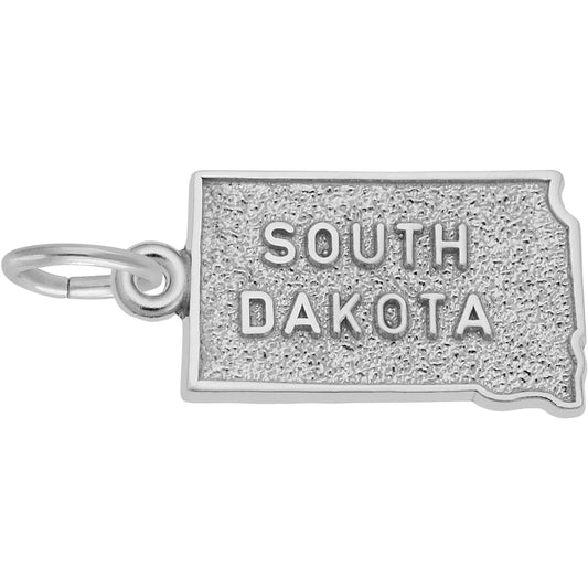 South Dakota Map Charm - Metal - Sterling Silver