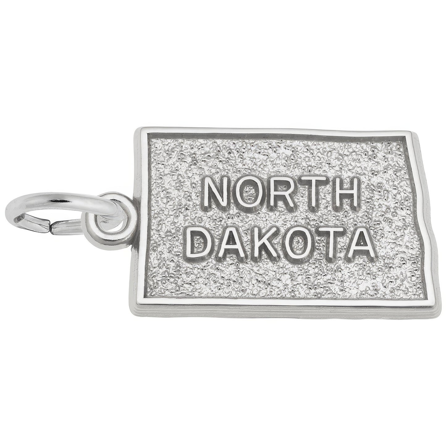 North Dakota Map Charm - Metal - Sterling Silver