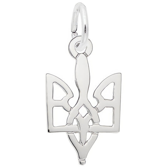 Ukrainian Trident Charm - Metal - Sterling Silver