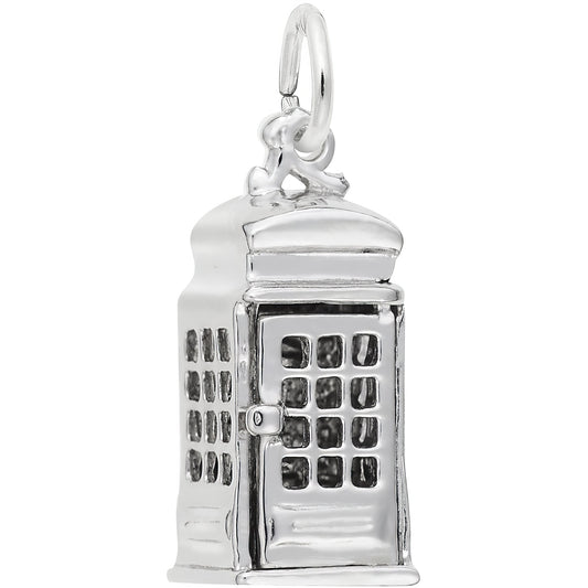 Phone Booth Charm - Metal - Sterling Silver