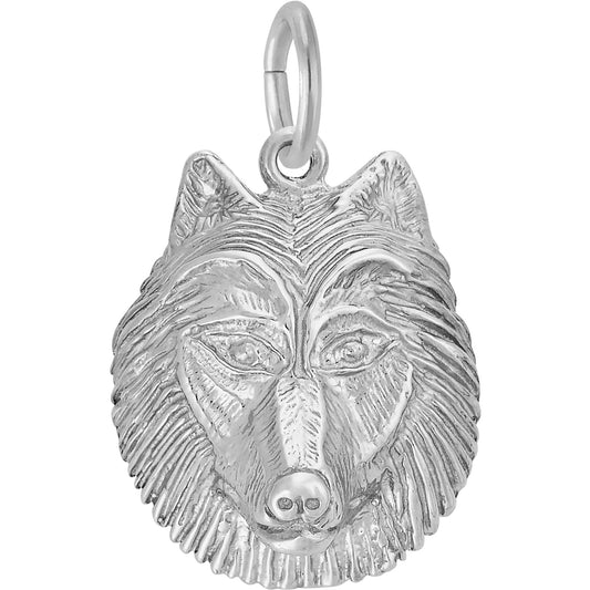 Wolf Head Charm - Metal - Sterling Silver