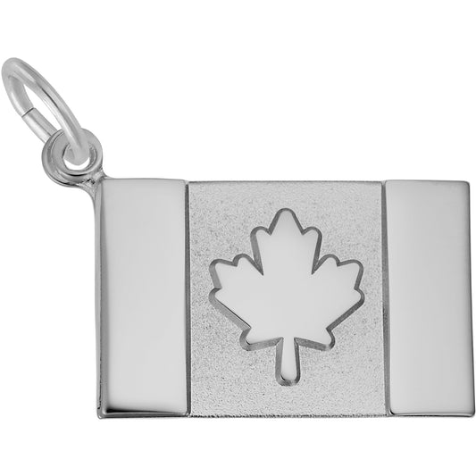 Canadian Flag Charm - Metal - Sterling Silver