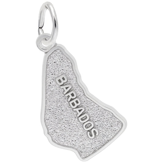 Barbados Map Charm - Metal - Sterling Silver