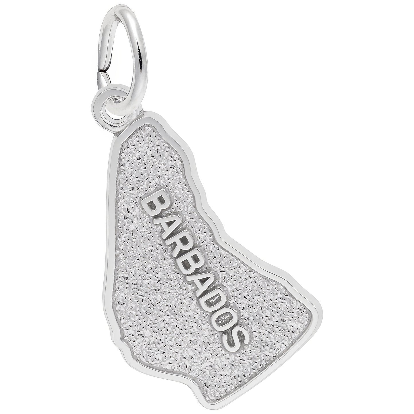 Barbados Map Charm - Metal - Sterling Silver