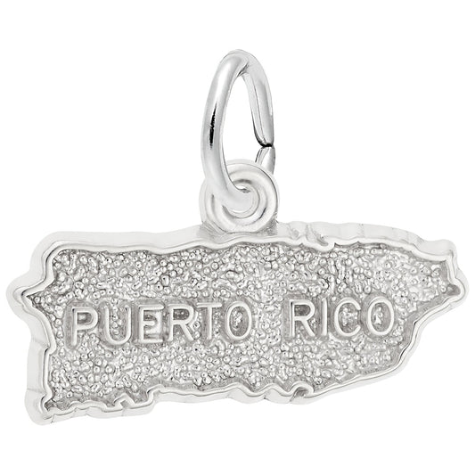 Sterling Silver Puerto Rico Map Charm